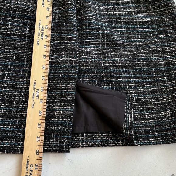 Ann Taylor Wool Blend Straight Skirt Black Blue Tweed Lined Mini Skirt - Picture 9 of 11